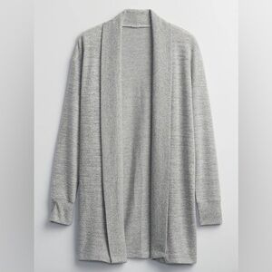 GAP Softspun Long Open Front Cardigan in Light Heather Gray